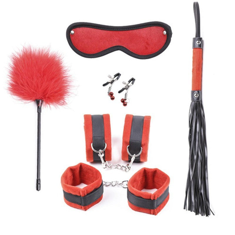 Black and Red Plushy 6 piece Bondage Kit Bondage Kits