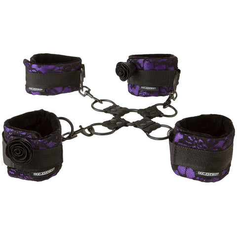 Doc Johnson Black Rose Four-Way Foreplay Cuff Set - Cuffs and Restraints