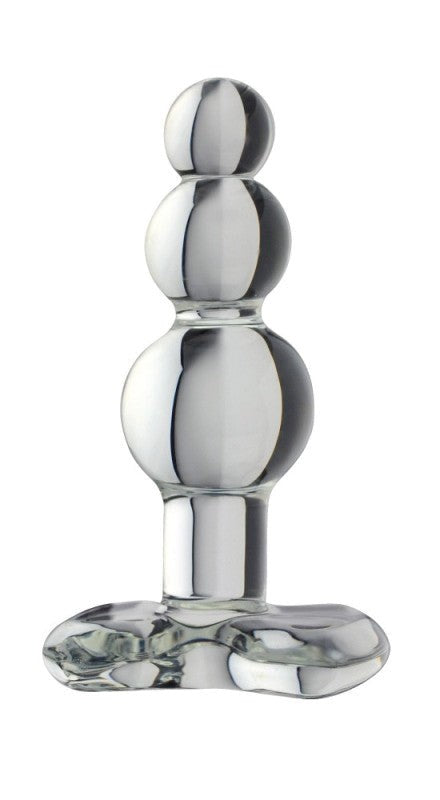 Blown Beaded Plug Clear - Glass Sex Toys