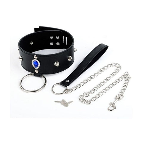Blunt Spike Bondage Collar with Leash - Collars and Leads