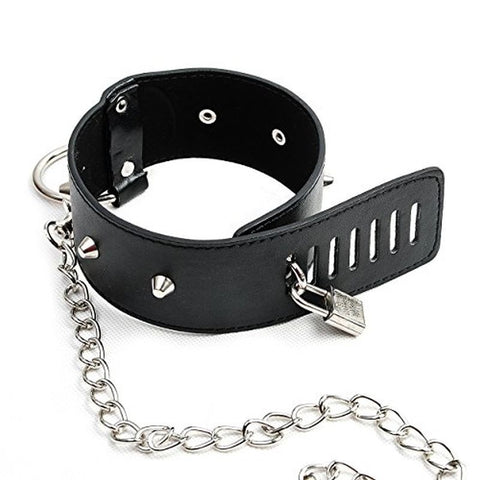 Blunt Spike Bondage Collar with Leash - Collars and Leads