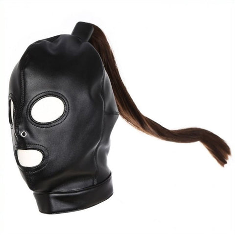 Bondage Hood With Pony Tail - Bondage Hoods