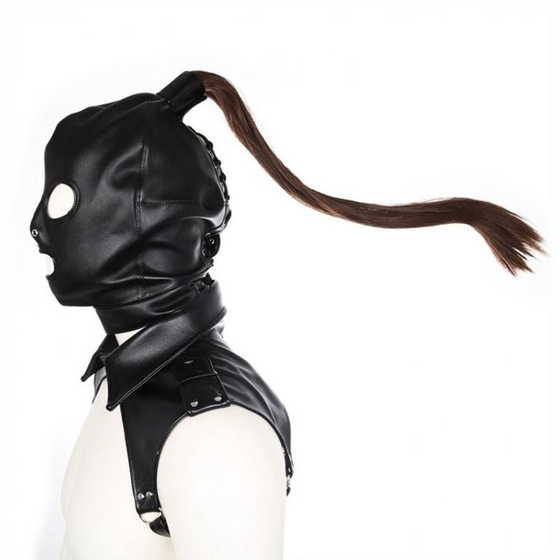 Bondage Hood With Pony Tail Bondage Hoods