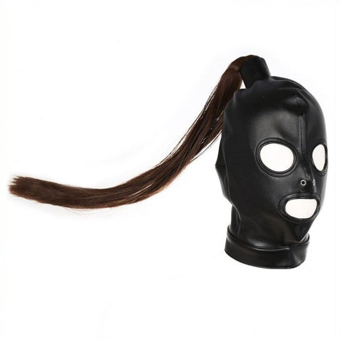 Bondage Hood With Pony Tail - Bondage Hoods