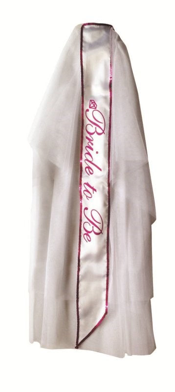 Bride-To-Be Veil White and Pink - Fancy Dress Ups