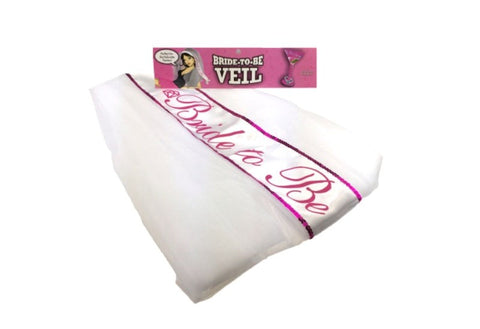 Bride-To-Be Veil White and Pink - Fancy Dress Ups