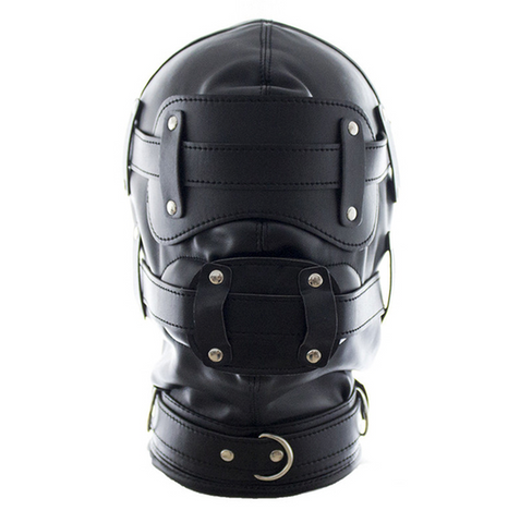 Bug-Eyed Lockdown Hood With Penis Gag - Bondage Hoods