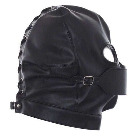 Cafe Bondage Hood Leather - Bondage Hoods