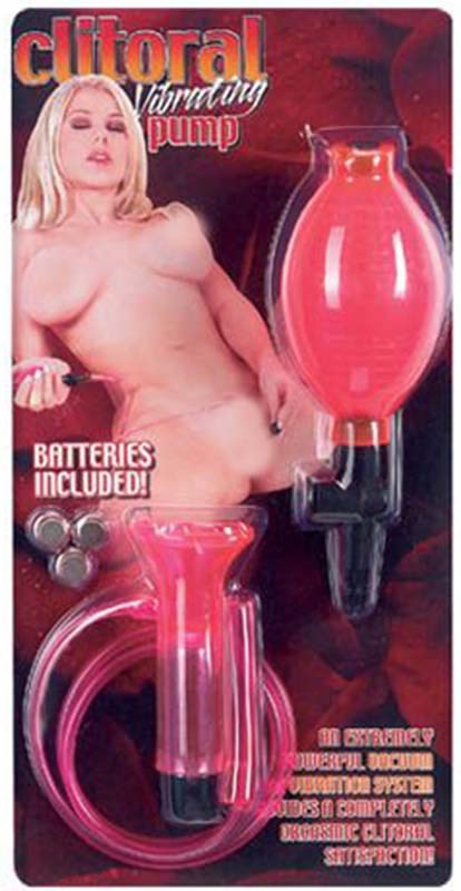 Clitoral Vibrating Pump Clear Pink with Batteries Pussy And Clit Toys