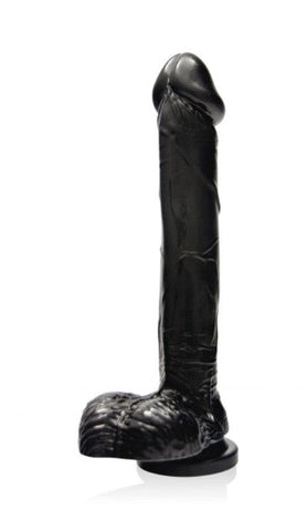 Cock w/ Balls and Suction Black 9in - Realistic Dildos