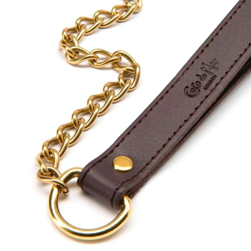 Coco de Mer Brown Leather Lead Collars And Cuffs