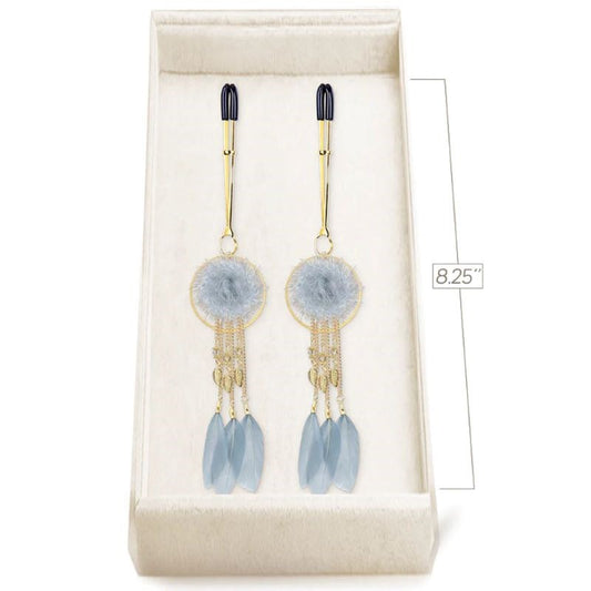 Sensual Sophistication - Adjustable Feathered Nipple Clamps Nipple and Clit Clamps