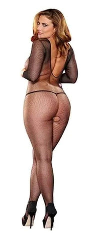 Alluring Plus-Size Fishnet Bodystocking for Seductive Nights - Hosiery