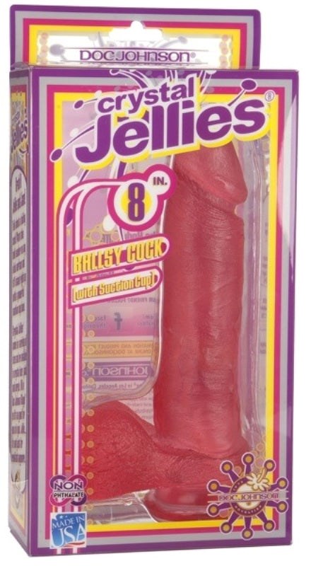 Crystal Jellies 8 Ballsy Cock with Suction Cup Base Pink Non-Realistic Dildos