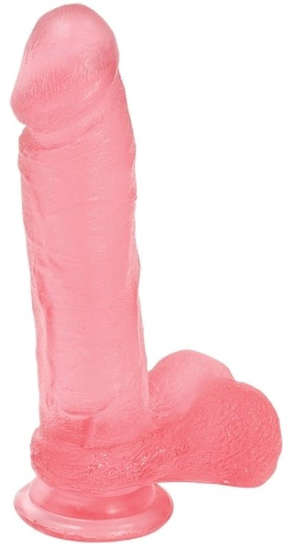 Crystal Jellies 8" Ballsy Cock with Suction Cup Base Pink Non-Realistic Dildos