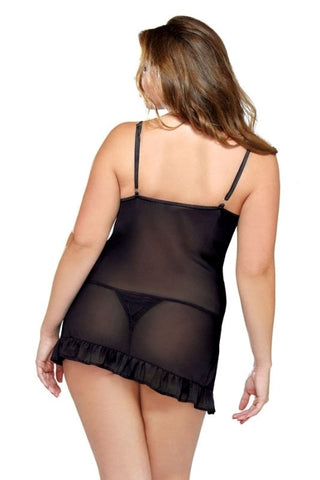 Curve Split Cup Underwire Chemise And Thong 3X/4X - Babydolls and Chemises