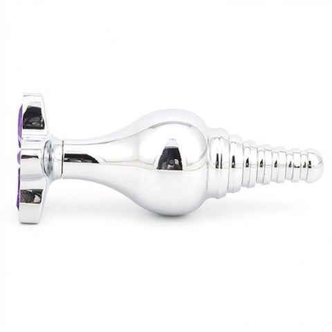 Cusp Head Butt Plug With Leaf Bling - Steel Sex Toys
