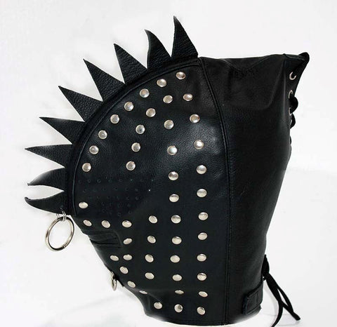 Cyclops Leather Bondage Spiked Hood - Bondage Hoods