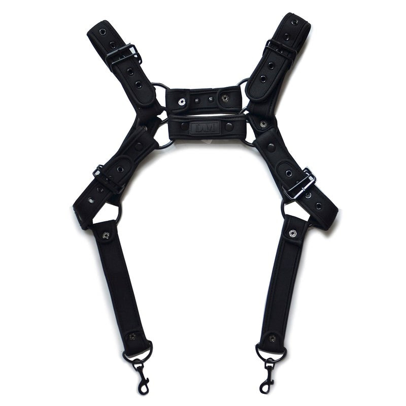 D.M Neoprene Chest Harness with Suspenders For Him Cuffs and Restraints