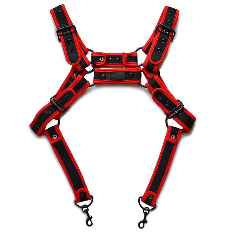 D.M Neoprene Chest Harness with Suspenders For Him Cuffs and Restraints