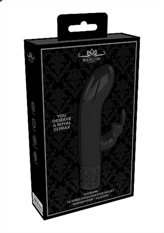 Dazzling Rechargeable Silicone Bullet Black Rabbit Vibrators