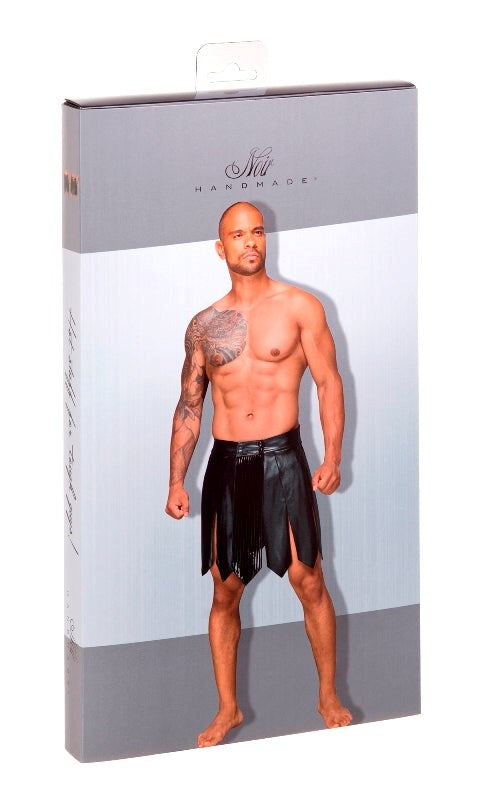 DECADENCE Eco Leather Men's Gladiator Skirt, PVC Pleats - S His Fetish