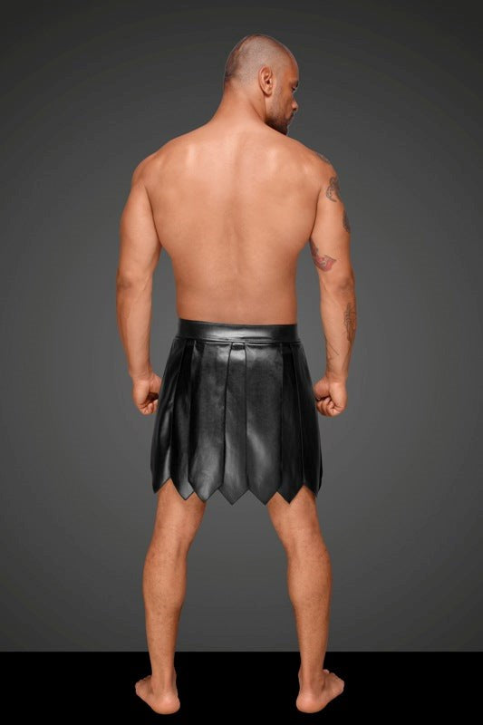 DECADENCE Eco Leather Men's Gladiator Skirt, PVC Pleats - S His Fetish