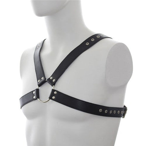 Deluxe Faux Leather Chest Harness - Cuffs and Restraints