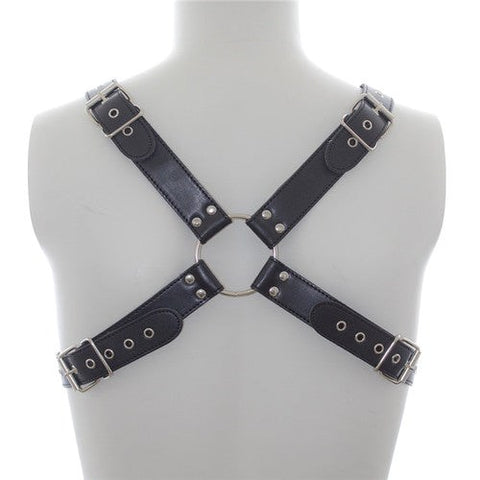 Deluxe Faux Leather Chest Harness - Cuffs and Restraints