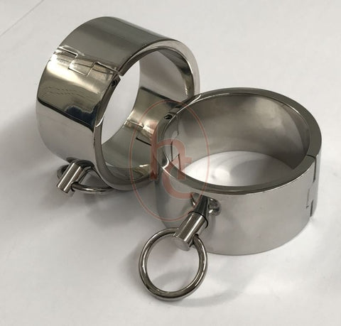 Deluxe Steel Bondage Wrist Cuffs - Cuffs and Restraints