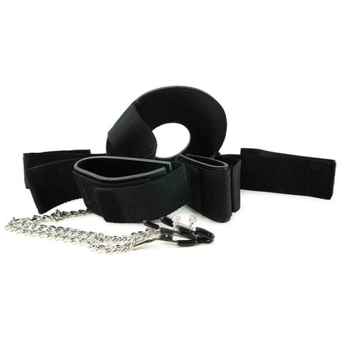 Detained Restraint System with Nipple Clamps - Breast and Nipple Toys