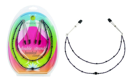 Double Strand Deluxe Beaded Clamps - Purple - Nipple and Clit Clamps