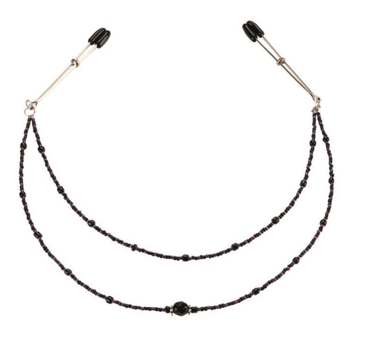 Double Strand Deluxe Beaded Clamps - Purple - Nipple and Clit Clamps