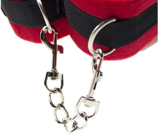 Downy Fetish Play Cuffs Black And Red - Fancy Dress Ups