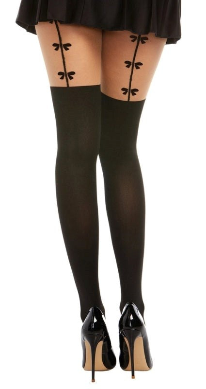 Dreamgirl Sheer Pantyhose With Bow & Garter Hosiery