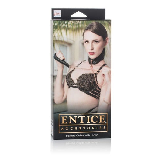 CalExotics Entice BDSM Play Posture Collar with Leash - Collars and Leads