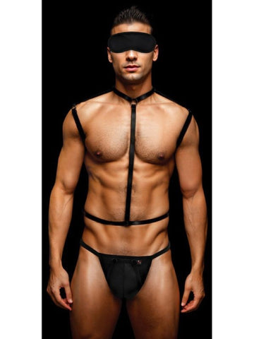 Envy Menswear's Provocative Wetlook Chest Harness Set - Cuffs and Restraints