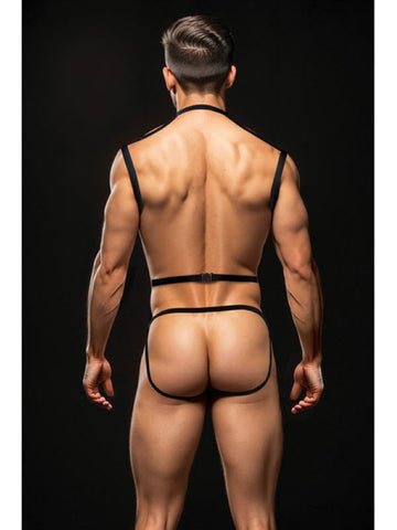 Envy Menswear's Provocative Wetlook Chest Harness Set - Cuffs and Restraints