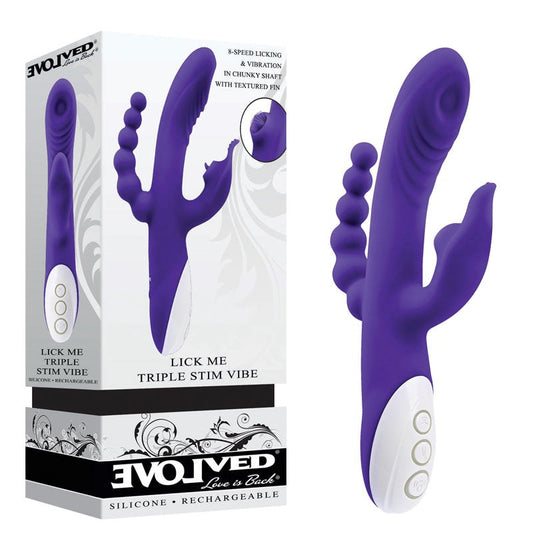 Evolved Lick Me Triple Stim Vibrator - Rabbit Vibrators