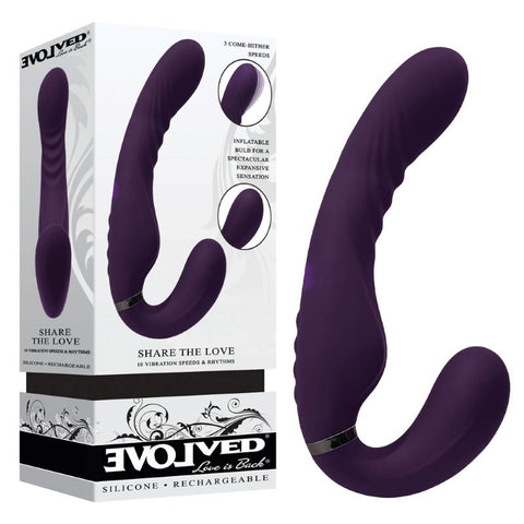 Evolved Share The Love - Inflatable, Vibrating Strap-On Delight - Strap On Sextoys