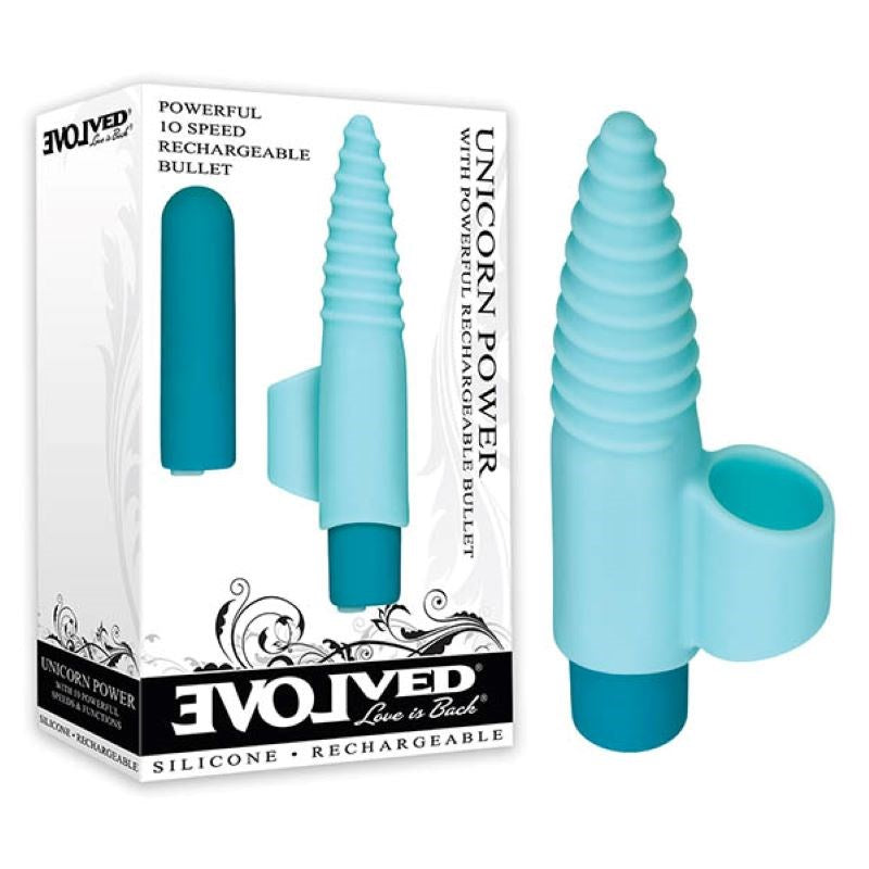 Evolved Unicorn Power Finger Stimulator - Blue Finger and Tongue Vibrators