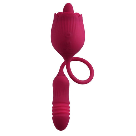 Evolved WILD ROSE - Dual Pleasure Thrusting Bullet and Flicking Tongue - Personal Massagers
