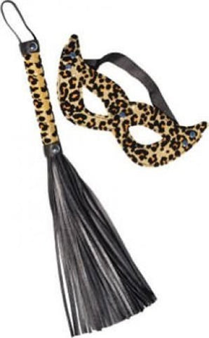 CalExotics 24 Karat Leopard Eye Mask and Whip - Masks And Blindfolds