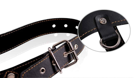 Faux Leather Vibrating Panty Straps - Strap On Sextoys