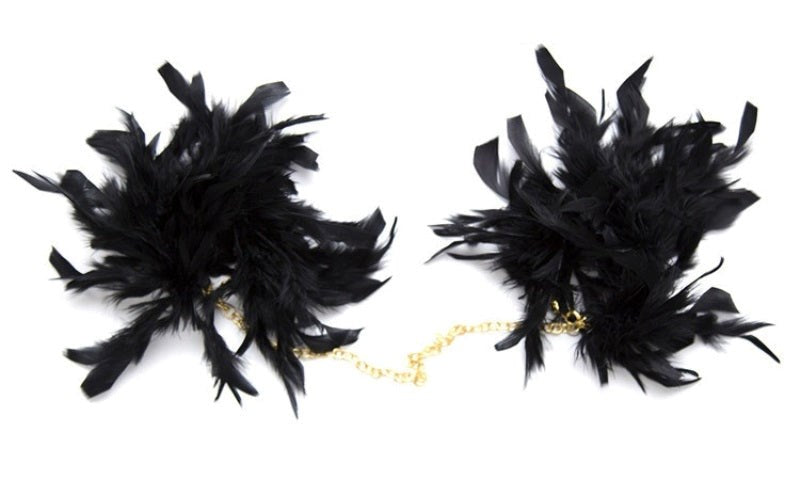 Feather Cuffs with Golden Chain Cuffs and Restraints