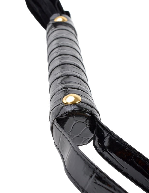 Fetish Fantasy Gold Cat O' Nine Black Leather Flogger Whips And Crops