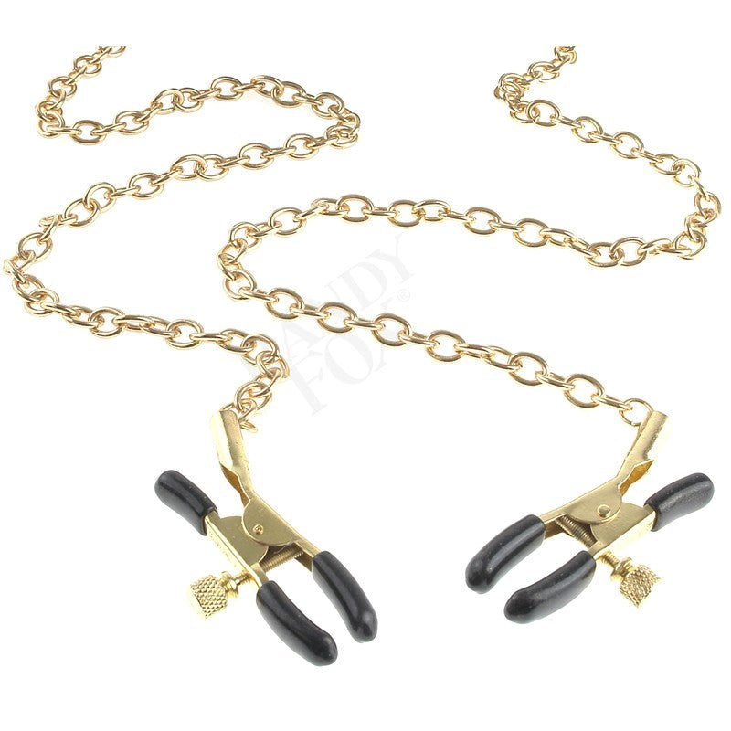 Fetish Fantasy Gold Collar Nipple Clamps Black Nipple and Clit Clamps