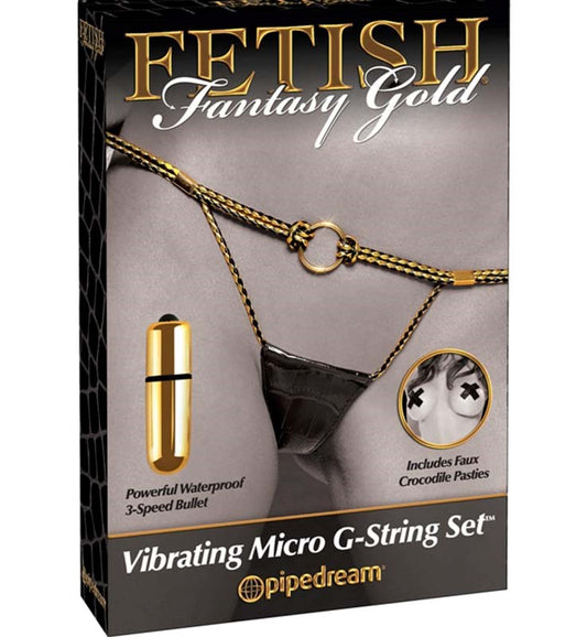 Fetish Fantasy Gold Vibrating Micro G-String Set - G-Strings, Panties and Shorts