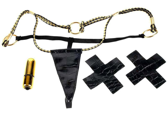 Fetish Fantasy Gold Vibrating Micro G-String Set - G-Strings, Panties and Shorts