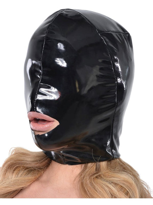 Fetish Fantasy Wet Look Open-Mouth Bondage Hood - Bondage Hoods